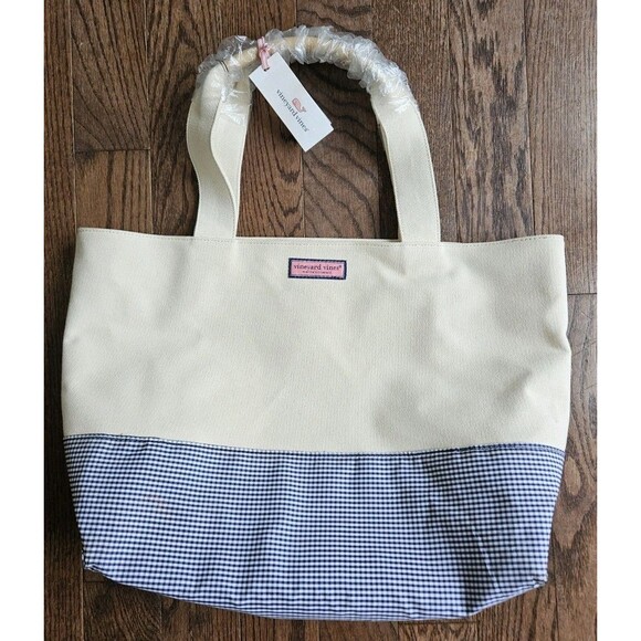 Vineyard Vines Handbags - Vineyard Vines Martha's Vineyard Deep Bay Gingham Canvas Tote Bag